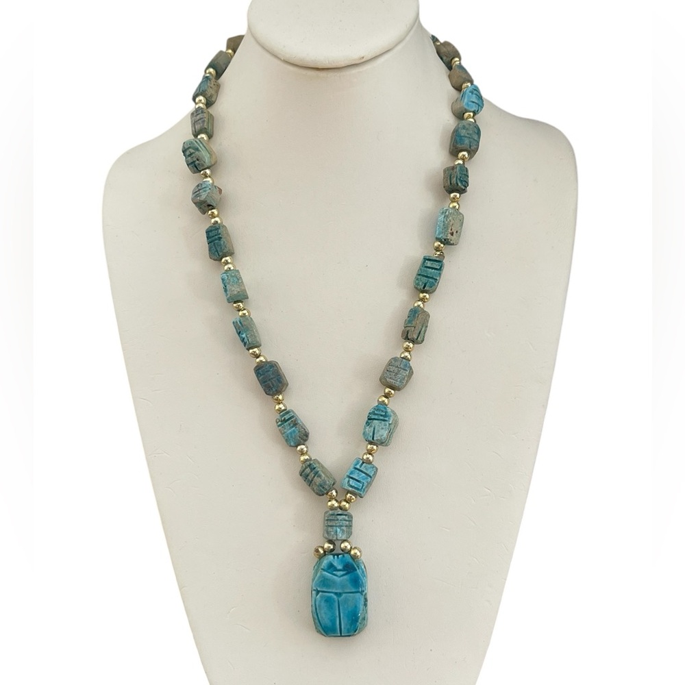 1970s vintage ancient Egyptian revival scarab bead pendant